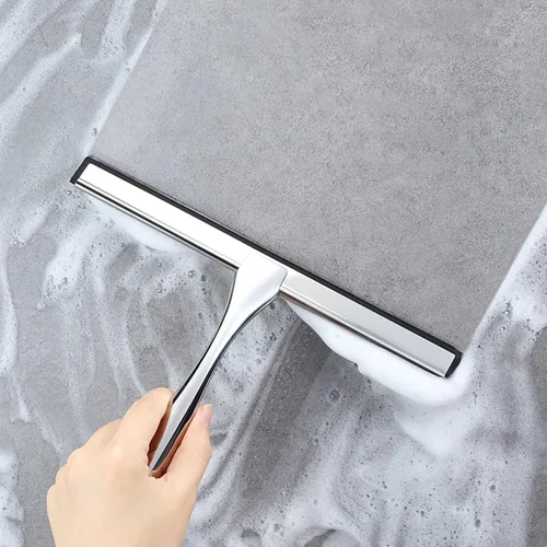 Vista 6 de Escobilla de ducha para puertas de vidrio, escobilla de vidrio de ducha de 10 pulgadas, escobilla de ducha plateada para puertas de ducha, espejo