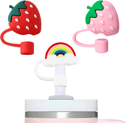 Vista 16 de 8 fundas de popote compatibles con vasos Stanley de 30 y 40 onzas, protectores de tapas reutilizables con puntas de silicona para vasos de 0.4