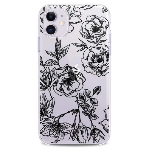 Vista 9 de Funda de poliuretano termoplástico compatible con Apple iPhone 11 2019 modelo 6.1 pulgadas Iph 11 Slim Fit Ramos Hojas Flores Niñas Impresión