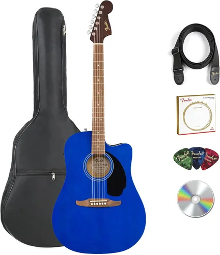 Vista 15 de Fender FA-125CE Dreadnought Cutaway Guitarra Acústica-Eléctrica Negra - Paquete con Funda, Correa, Cuerdas, Púas y DVD Instructivo de Austin Bazaar