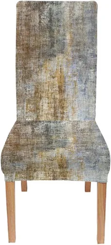 Vista 84 de TOMWISH Fundas para Sillas De Comedor 6, Fundas para sillas de comedor, pintura de arte abstracto, funda extraíble elástica de elastano para silla