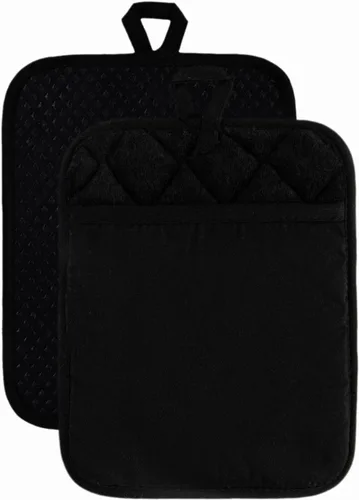 Vista 8 de Kitchen Everyday - Juego de 2 soportes para ollas básicos resistentes al calor, silicona suave, resistente al agua, guantes de horno con bolsillo