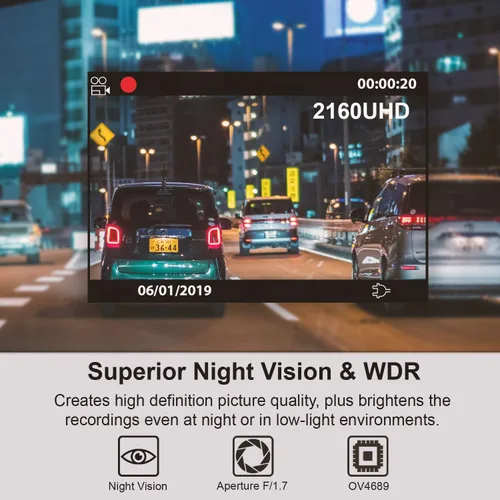 Vista 12 de rexing V1 2.4" LCD FHD 1080p 170 cámara grabadora gran angular para tablero Cámara para tablero con grabación de bucle G-Sensor, WDR