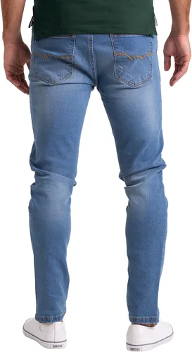 Vista 3 de Pantalones de mezclilla para hombre, corte ajustado, algodón elástico, clásico, recto, esencial, cómodo, flexible, 28W-40W