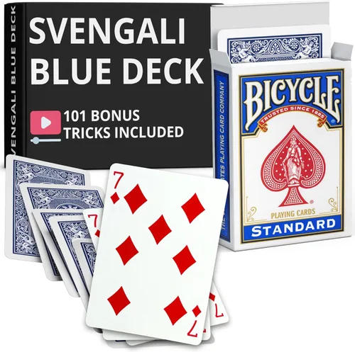 Vista 50 de Ted's Sterling Magic Precision Blue Rider Back Bicicleta Svengali Deck con instrucciones para más de 100 trucos (2 de clubes)