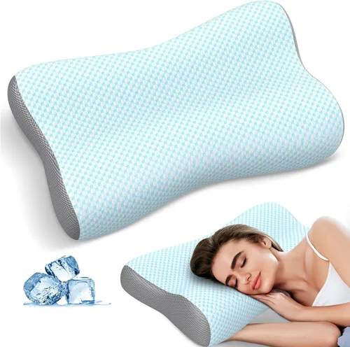 Vista 8 de Almohada cervical para el cuello, almohadas de espuma viscoelástica de contorno para aliviar el dolor de cuello, almohada ergonómica para dormir