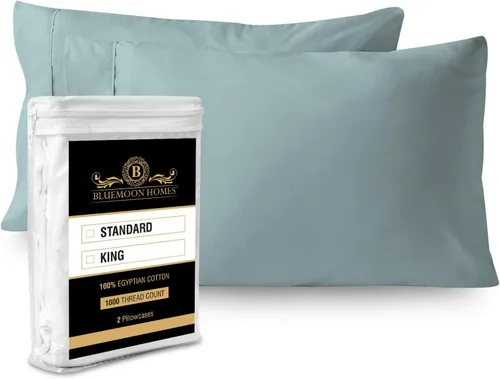 Vista 61 de 100% Cotton Pillow Covers for Queen/Standard Size Pillows - Set of 2 Sateen Pillowcases - Egyptian Cotton Pillow Cases with Long Staple Cotton for