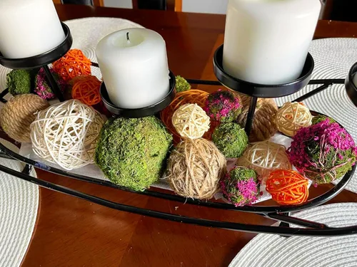 Vista 4 de 24 bolas decorativas, bolas de mimbre, bolas de musgo, bolas de ratán, bolas verdes decorativas para bolas de ratán de mimbre, juego de jarrón