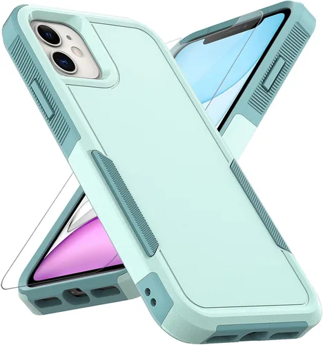 Vista 13 de MDCN Funda para iPhone 11: funda protectora de doble capa resistente para teléfono celular, a prueba de golpes, resistente, con protector