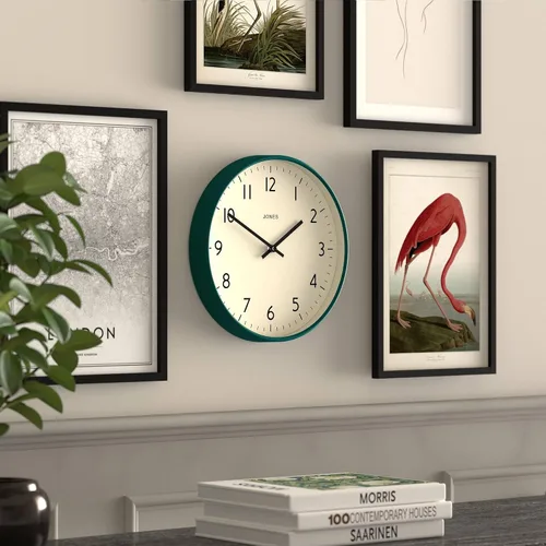 Vista 4 de JONES CLOCKS® Reloj de estudio Reloj de pared redondo moderno 12 Eden Green