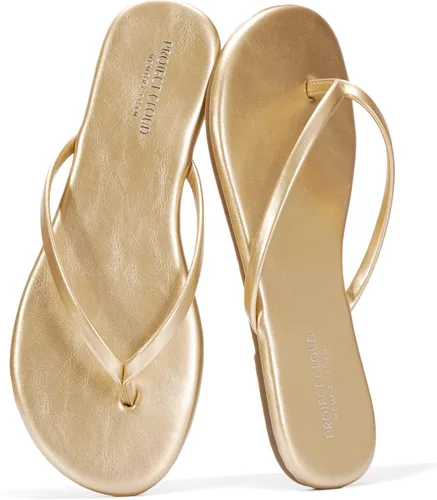 Vista 15 de Project Cloud - Sandalias para mujer planas de espuma viscoelástica, ligeras de cuero vegano, sandalias esenciales de verano para la playa