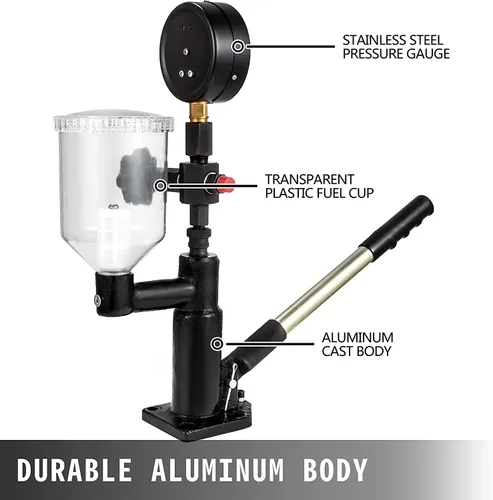 Vista 2 de Probador de inyector de combustible diesel 400Bar 6000PSI Probador de boquilla de inyector diesel con medidor de doble escala para ajustar