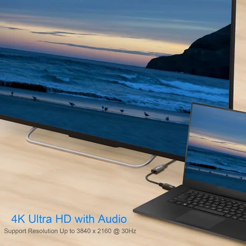 Vista 6 de Moread Adaptador 4K DisplayPort (DP) a HDMI, Convertidor de Puerto de Pantalla Unidireccional Chapado en Oro de Computadora a Pantalla HDMI