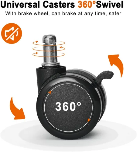 Vista 8 de Taburete enrollable de baja altura de piel sintética, cómodo asiento giratorio de 360°, silla moderna con ruedas para oficina en casa, garaje, tienda