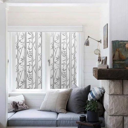 Vista 4 de LEMON CLOUD Película de Bambú para Ventana - Película de Vitral Esmerilada Calcomanía de Privacidad - Adhesivo Decorativo para Ventana Sin Pegamento