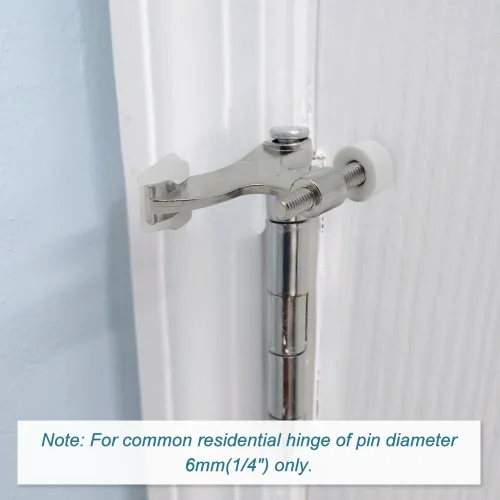 Vista 10 de Paquete de 4 topes de puerta de perno de bisagra negros, tope de puerta de perno de bisagra ajustable de alta resistencia con puntas de tope de goma