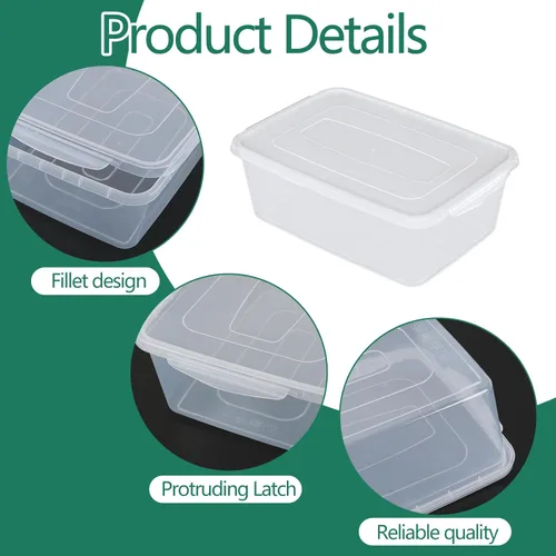 Vista 4 de Paquete de 4 cajas de prueba de masa transparente de 14 L, contenedor de almacenamiento de pizza para alimentos