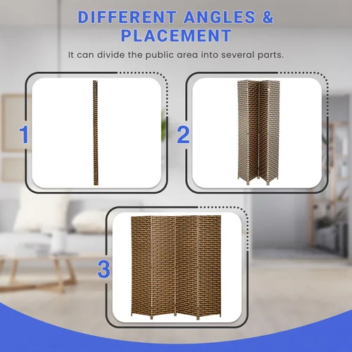 Vista 4 de 4 paneles separadores de habitación, pantalla plegable de madera, pantallas de privacidad, paneles plegables, divisor de pared para interiores
