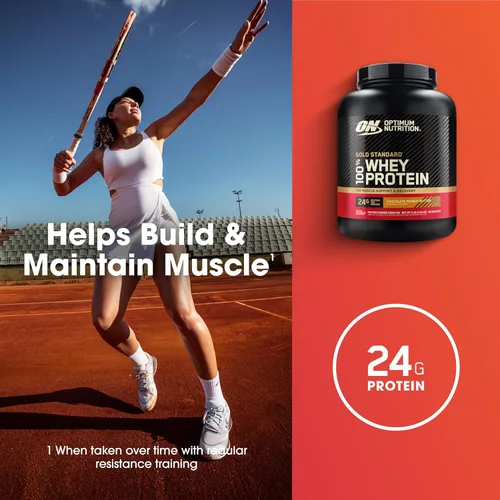 Vista 4 de Optimum Nutrition Gold Standard 100% proteína de suero en polvo, mantequilla de maní y chocolate, 5 libras (el embalaje puede variar)