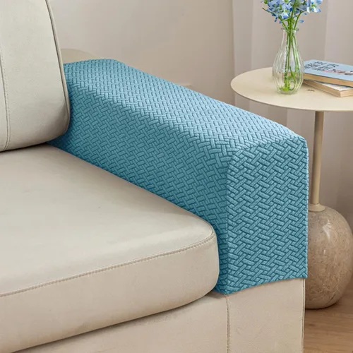 Vista 9 de Fundas para brazos de sofá reclinable, fundas para reposabrazos de sofá, fundas para brazos de silla, protectores (Textura-Azul, Grande (Juego de 2))