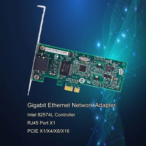 Vista 2 de 10/100/1000Mbps PCIe x 1 adaptador de red solo puerto RJ45 compatible con Intel EXPI9301CTBLK 82574L Gigabit Ethernet Desktop LAN Card
