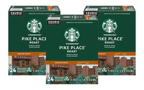 Vista 29 de Starbucks Cápsulas de café K-Cup, café tostado medio Starbucks, Pike Place Roast, 100% arábica, 6 cajas (60 cápsulas en total)