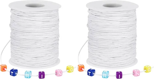 Vista 9 de Cuerda elástica negra, cuerda elástica de 328 pies de 0.039 in para hacer pulseras, collares, joyería, cuentas y manualidades