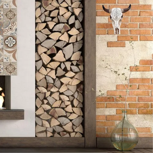 Vista 8 de BestGiftEver Arte de pared rústico tribal con cabeza de toro, arte de pared de calavera de toro blanco con herramientas - Decoración occidental