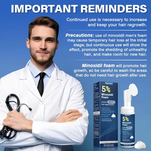 Vista 7 de Minoxidil 5% espuma para el crecimiento del cabello de hombres