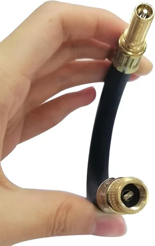 Vista 4 de BESULEN 2 adaptadores de válvula de neumático, adaptador de vástago de válvula de extensión flexible de 7.9 pulgadas, manguera de extensión de bomba