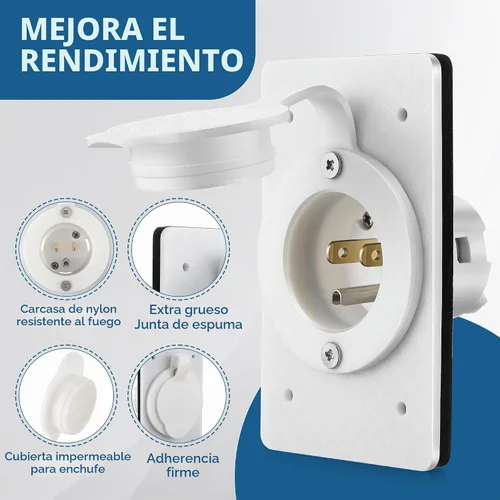 Vista 5 de Paquete de 1 receptáculo de entrada de alimentación macho con brida de hoja Negro
