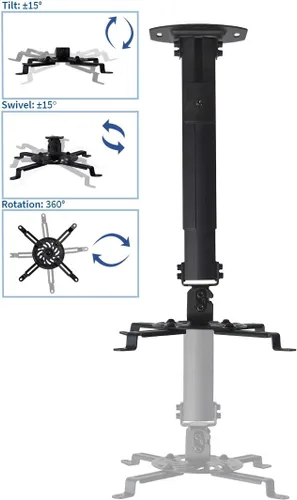 Vista 5 de VIVO Soporte de proyector de techo extensible, proyección ajustable en altura, rango de montaje de hasta 12.5 pulgadas con rango de mini proyector