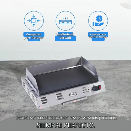 Vista 7 de Cadco CG-10 Plancha ahorradora de espacio para encimera, acero inoxidable, 120 V, área de cocción de 21 "x 12", para uso comercial