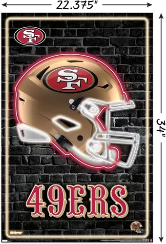 Vista 3 de NFL San Francisco 49ers - Póster de pared con casco neón 23, 34 pulgadas de largo x 22.4 pulgadas, versión sin marco