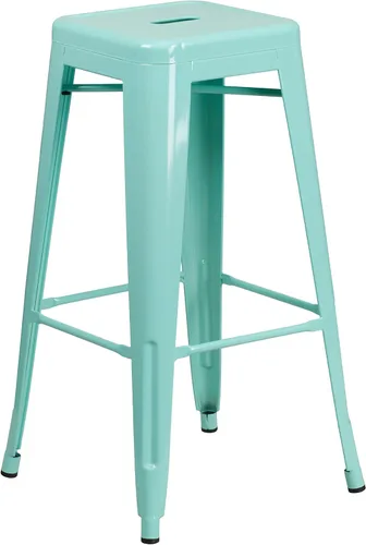 Vista 35 de Flash Furniture - Taburete de bar de metal moderno sin respaldo de 30 pulgadas, para interior/exterior, industrial, cuadrado, apilable para bares