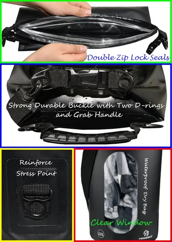 Vista 3 de Freegrace - Juego de 3 bolsas secas impermeables, bolsa seca con 2 cierres y correa de hombro desmontable; bolsa de cintura y funda para teléfono