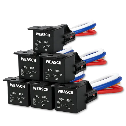 Vista 12 de Paquete de 2 arneses de relé para automóvil JD1912, 12V 40A, SPST de 4 pines, enchufes de arnés de 12 AWG, interruptores y arrancadores