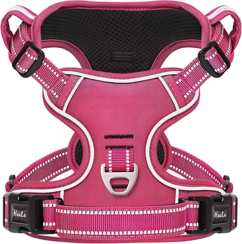 Vista 12 de HEELE Arnés para perro pequeño sin tirones con mango suave, arnés reflectante ajustable, color negro, XS