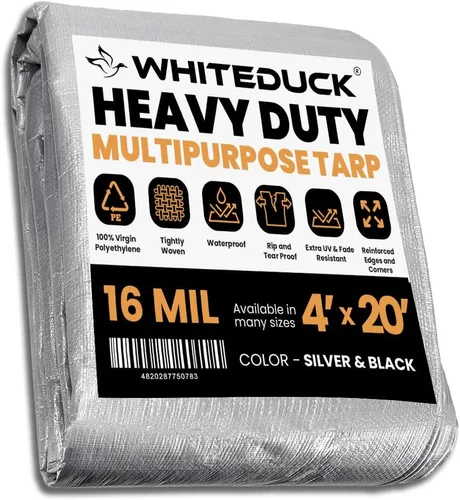 Vista 30 de WHITEDUCK Lona de polietileno súper resistente de 16 mil de grosor, 12 x 16 pies, impermeable, 100% resistente a los rayos UV, a prueba de Azul- 16