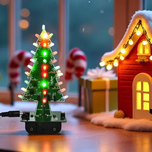 Vista 2 de Gikfun Árbol de Navidad 3D Árbol de Navidad LED Kits de bricolaje 7 Colores Flash Circuito LED EK1697