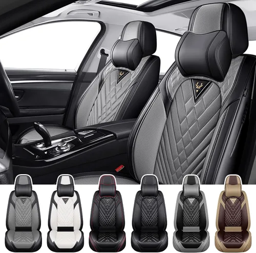 Vista 21 de Fundas de Asiento de Coche para Nissan Altima 2000-2026, Funda de Asiento Delantero Impermeable de Cuero Nappa, Protector de Asiento Automotriz Negro