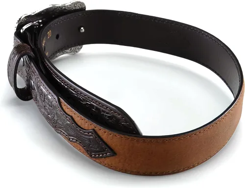 Vista 3 de ARIAT Cinturón rectangular en relieve con hebilla y borde de cuerda para niño (niños pequeñosniños grandes)