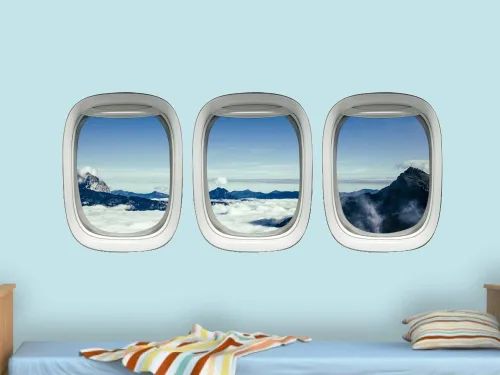 Vista 2 de Ventana de avión se aferra calcomanías de aviación pegatinas de pared aérea arte VWAQ-PPW15