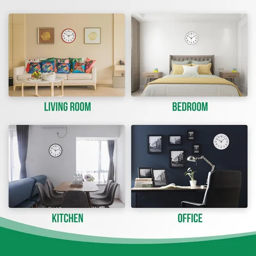 Vista 7 de Reloj de pared de estilo moderno y simple, redondo, de plástico, sin tictac, movimiento de cuarzo, reloj de pared para el hogar, oficina, escuela