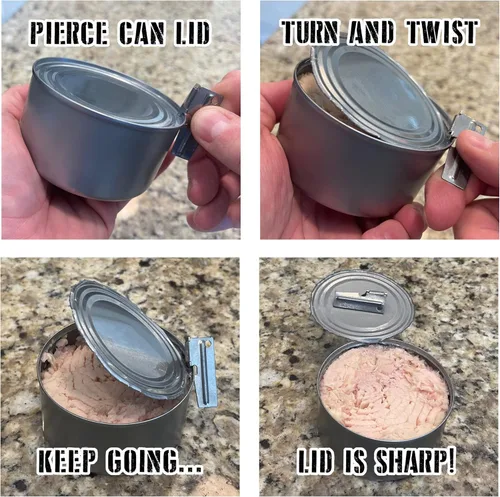 Vista 2 de Abrelatas P-38 y abrelatas P-51 con cadenas, US Shelby, abrelatas de acero inoxidable con sello US Shelby Co.