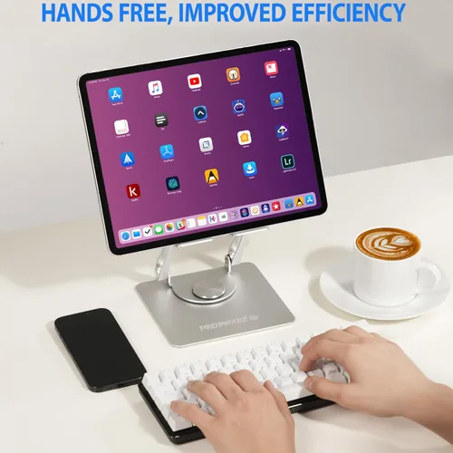 Vista 8 de Soporte giratorio para tableta para iPad/Kindle/PS/Switch/iPhone de 13 a 4.7 pulgadas, soporte ajustable para tablet para escritorio, cocina, PC