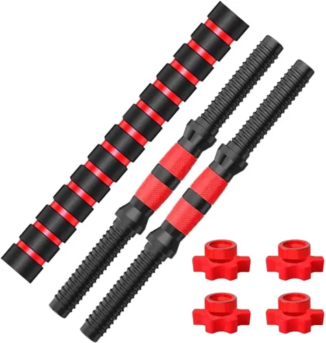 Vista 7 de Juego de mancuernas para discos de peso de 1 pulgada de ancho, asas de barra roscadas duraderas, accesorios de levantamiento de pesas ajustables