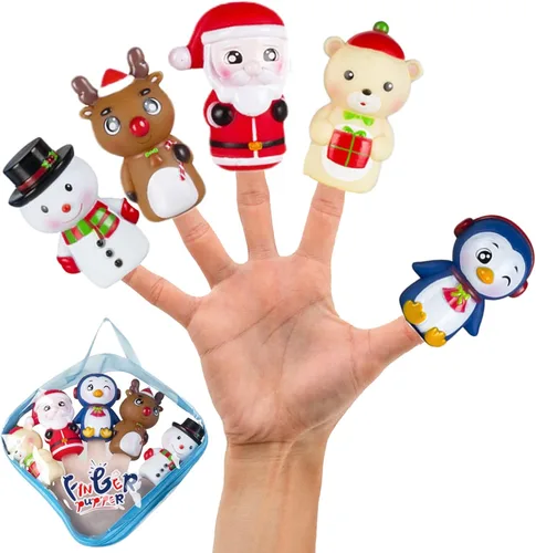 Juguetes de marionetas de dedo de Navidad para niños, marionetas de dedo para niños pequeños de 1 a 3 años, juguetes de Navidad para bebés, juguete