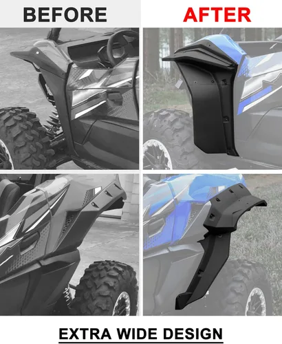 Vista 2 de SAUTVS Guardabarros XXL para Kawasaki Teryx KRX 1000, Guardabarros Delanteros y Traseros Extendidos Extensión de Protectores de Barro