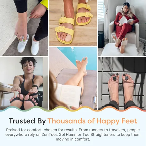 Vista 7 de ZenToes Corrector de dedos en martillo para mujeres y hombres Espaciadores y separadores de dedos de gel de triple bucle Realinea doblado